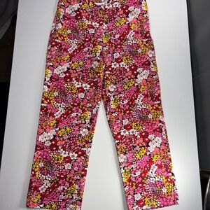 Gemilli Retro Floral Dopamine Dressing Pants Pink Red Yellow Size 12